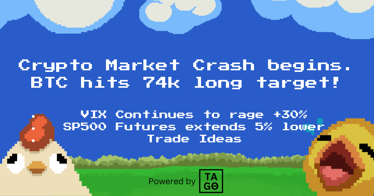 Crypto Market Crash begins. BTC hits 74k long target!