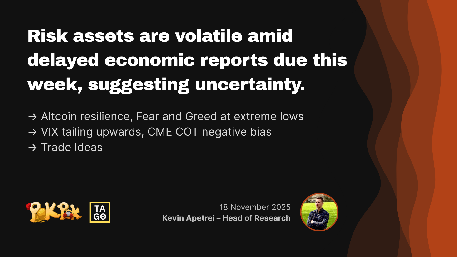 Risk assets are volatile amid delayed economic reports due this week, suggesting uncertainty.