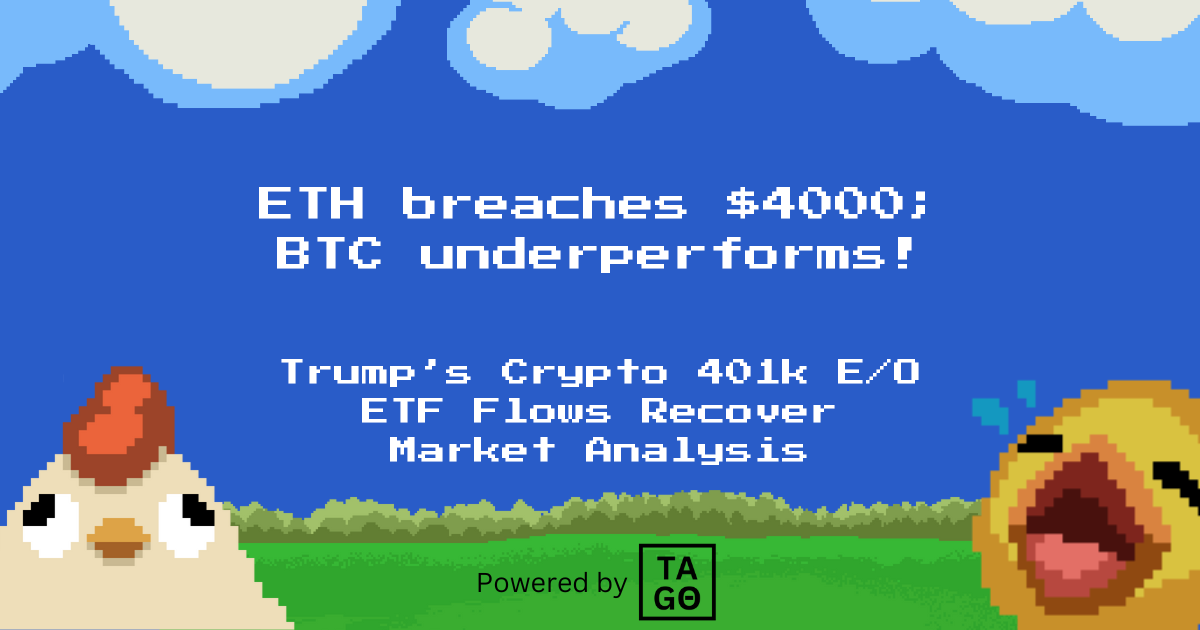 ETH breaches $4000 for the first time since 2024; BTC underperforms!